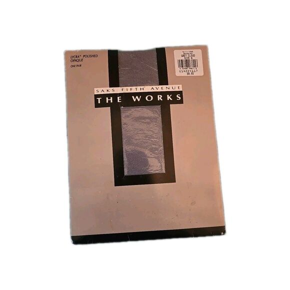 VTG 80s Saks Fifth Avenue The Works Size B Grey Cloud Pantyhose Opaque Lycra New - Picture 1 of 4